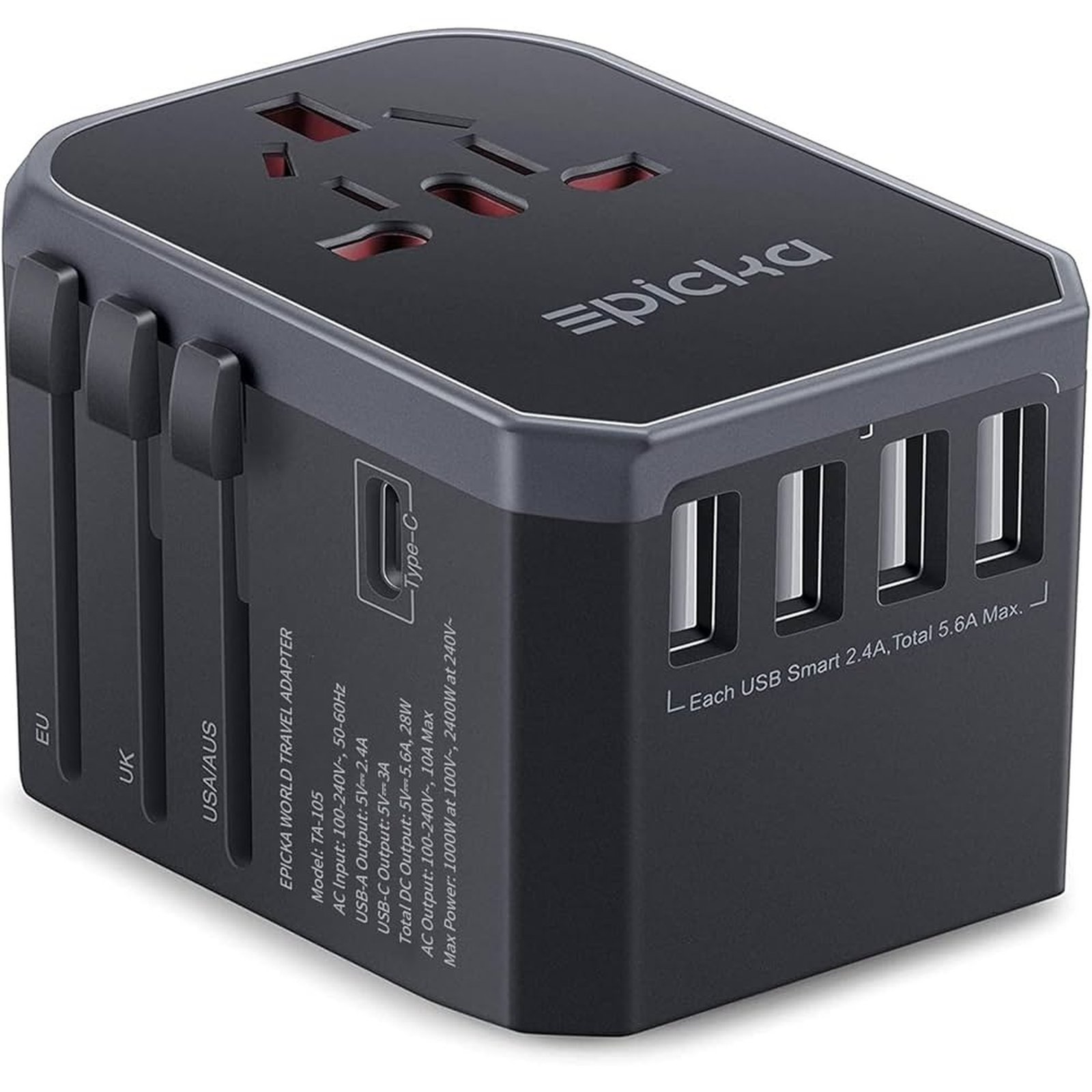 Epicka world travel adapter with multiple plug options